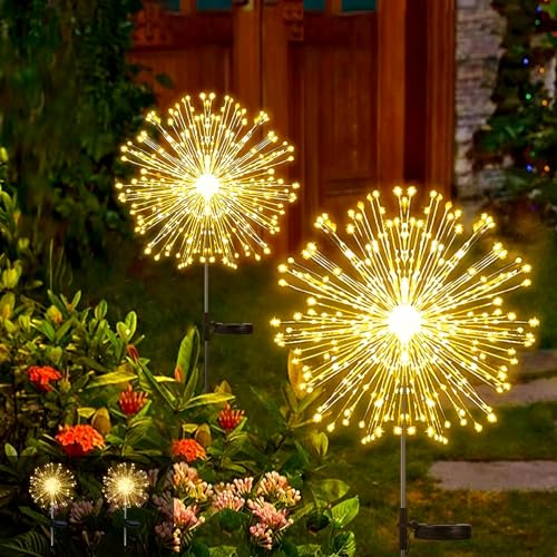 Solar String Garten Lichter, 2 Pack Solar Feuerwerk Lichter 300 LEDs 8 Modes Lichterkette Außen Starburst Wasserdichte Kupferdraht Lichter für Home Garten Xmas Außendekorationen von Micacorn