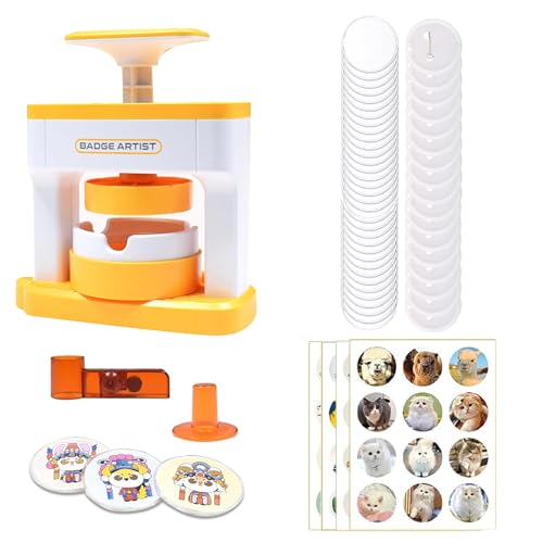 Button Maker Badge Machine - Abzeichen Macher Maschine mit 48 Buttons Lieferungen, Perfektfür Erwachsene und Kinde für Party und Geschenke DIY Kreation von Micmetago