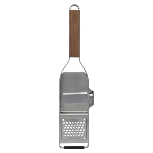 Microplane Trüffelhobel inkl. feiner Reibe für Trüffelknollen, Hartkäse, Knoblauch, Pilze & Schokolade aus der Master-Serie mit Walnussholzgriff und Edelstahlklingen - Made in USA von Microplane