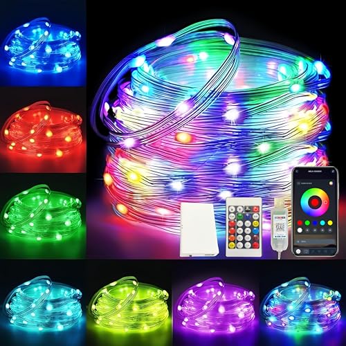 5M RGB Lichterkette Farbwechsel,200+ Modi 50LEDs Wasserdicht Lichtschlauch USB Plug in,mit Timer,Sync Musik, Fernbedienung & App Steuerung,für Weihnachten, Hochzeit, Haus, Party Dekoration von Microwear