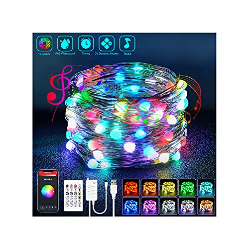 10M Bunt Lichterkette Innen LED Musik Sync Smart Bluetooth Lichterketten 16 RGB Farben 20 Modi mit fernbedienung timer Dimmbar für weihnachtsbaum, Wohnzimmer, Weihnachten, Hochzeiten von Midore