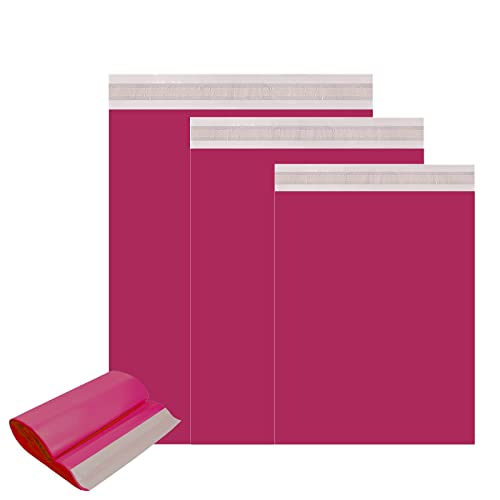 50 Stück Hot Pink Versandtaschen, 3 Größen, klein bis groß, wasserdicht, Versandtaschen, selbstklebender Verschluss, verschiedene Versandtaschen, selbstklebende Poly-Kunststoff-Umschläge von Mienocol