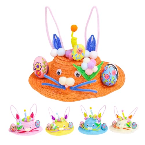 Mienocol Oster-Partyhut-Set für Kinder, selbstgemachter Osterhut, Haubenhut für Ostern, Kinderhandwerk (Orange) von Mienocol