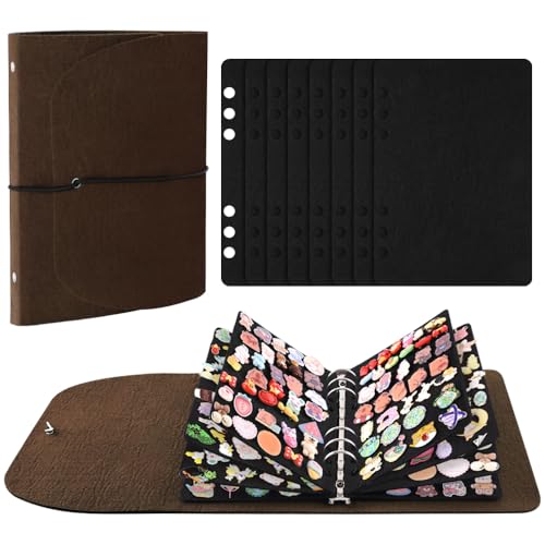 Mifuner 8 Seiten A5 Emaille Pin Display Book Portable Travel Pin Display Book For Brooch Collectors, Pins Collection Storage Organizer Book (Not Include Accessories), Coffee von Mifuner