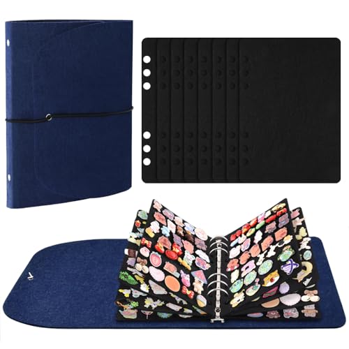 Mifuner 8 Seiten A5 Emaille Pin Display Book Portable Travel Pin Display Book for Brooch Collectors, Pins Collection Storage Organizer Book (Not Include Accessories), Dark Blue von Mifuner