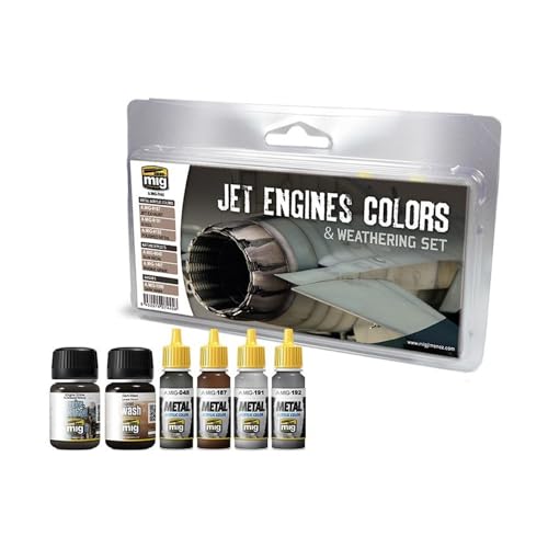 Ammo MIG-7445 Jet Engines Farben und Verwitterungs-Set, Mehrfarbig von Mig Jimenez