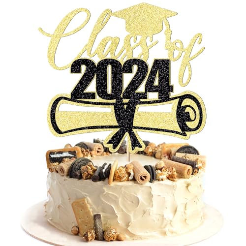 Migeaks Class of 2023 Cake Topper, Happy Graduation, Congratulations Graduation, Glitter Grade 2023 Party Supplies Congratulations You Did It I Did It Graduation Kuchen Dekorationen (Gold) von Migeaks