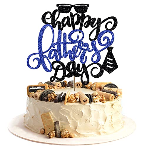 Migeaks Happy Father's Day Cake Topper Best Dad Ever Cake Topper Vatertag Party Kuchen Dekorationen Glitzer Schwarz Party Supplies (04) von Migeaks