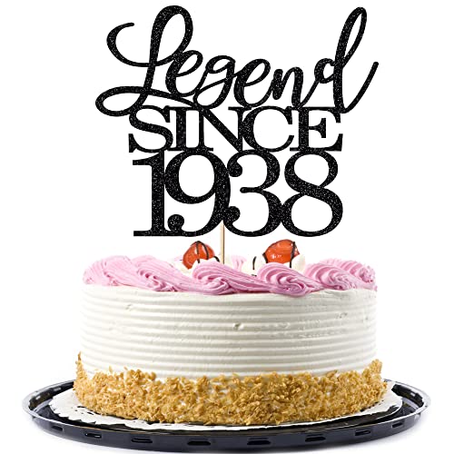 legend since 1938 cake topper 85th birthday happy birthday cake topper men and women cheer 85 years old handmade black glitter cake decoration von Migeaks