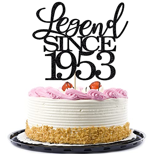 legend since 1953 cake topper 70th birthday happy birthday cake topper men and women cheer 70 years old handmade black glitter cake decoration von Migeaks