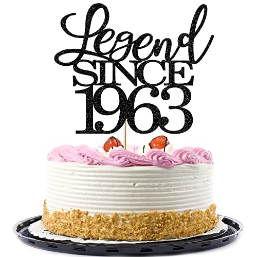 legend since 1963 cake topper 60th birthday happy birthday cake topper men and women cheer 60 years old handmade black glitter cake decoration von Migeaks