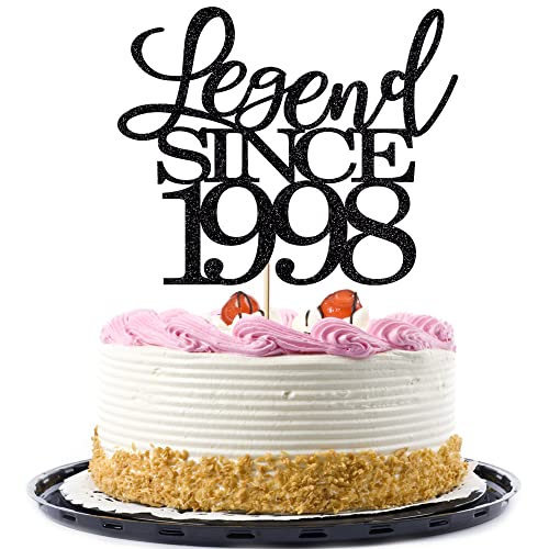 legend since 1998 cake topper 25th birthday happy birthday cake topper men and women cheer 25 years old handmade black glitter cake decoration von Migeaks