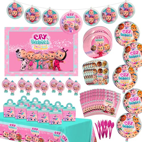 Cry Babies Birthday Party Kit - All-in-One Party Pack for 10 Kids with Licensed Decorations, Tableware, Treat Boxes, Foil Balloons, and Poster for Cry Babies Themed Celebration von Mighty Mojo