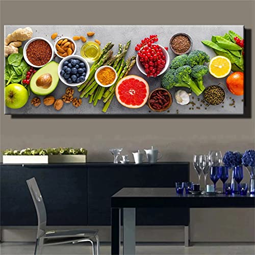 5D Diamant Painting Bilder Groß,DIY Diamond Painting Obst & Gemüse,Diamond Painting Set Full für Kinder und Erwachsene, Diamant Malerei für Home Wanddekoration Kunsthandwerk 30x90cm von Mihaoe