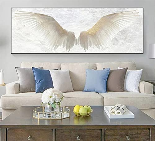 5D Diamant Painting Bilder Groß,DIY Diamond Painting Weiße Engelsflügel,Diamond Painting Set Full für Kinder und Erwachsene, Diamant Malerei für Home Wanddekoration Kunsthandwerk 30x90cm von Mihaoe