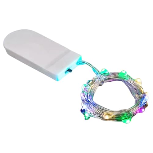 Dekorative Lichterketten,LED Lichterkette Batterie Kupfer Drahtlichterkette,1 Meter Lichterketten Wasserdicht für Paries Hochzeit Weihnachten Beleuchtung Deko (mit 2 Knopfbatterien) von Mihauuke