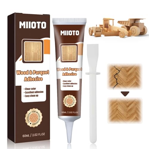 Miioto Holzkleber Extra Stark, Holzkleber Transparent, Holzleim Express, Sekundenkleber Holz, Schnell Trocknend und Wasserfest, Geeignet für Holzbearbeitungsprojekte im Innen- und Außenbereich- 60ml von Miioto