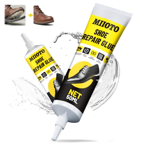 Miioto Schuh Kleber Stark Sohle, Kleber für Schuhsohlen, Schuhkleber Sohlenkleber Extra Stark Wasserfest - | Leder Kleber | Kleber Schuhsohle | Hochwärmefester Klebstoff | 2 X 50ml von Miioto