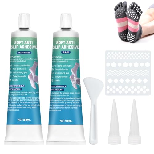 Miioto Socken Stopp Anti Rutsch Set, Sock Stop, Sock Stop Creme, Sockenstopper Flüssig, Antirutsch Kleber für Socken, Antirutsch für Socken, 50ml*2 von Miioto