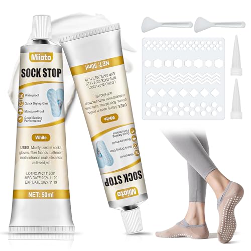 Sock Stop Anti Rutsch Set, Socken Stopp, Sock Stop Creme, Sockenstopper für Wollsocken, Stopper für Socken, Sockenstopper Flüssig, Antirutsch Kleber für Socken, Antirutsch für Socken, 50ml*2 von Miioto