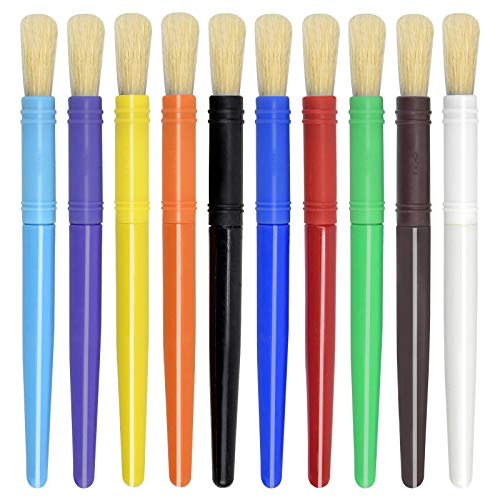 10 Stück Kinder Pinsel Set, Kinderpinsel Malpinsel Aquarell Ölmalpinsel Kinder Malpinsel Borstenpinsel Schulmalpinsel Malpinsel für Anfänger Malpraxis DIY Graffiti Aquarell Malerei Acryl Pinsel von Mikihat