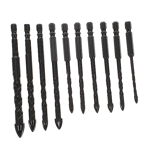 Mikikit 1 Satz Fliesenbohrer Punkt Werkzeugbohrer Kachelpuzzle Rätsel Ringbohrer Ecke Kunststoffbohrer Betonbohrer Holzbohrer Concrete Drill Bit Betonstück Mauerwerk Stahl Black 10st von Mikikit