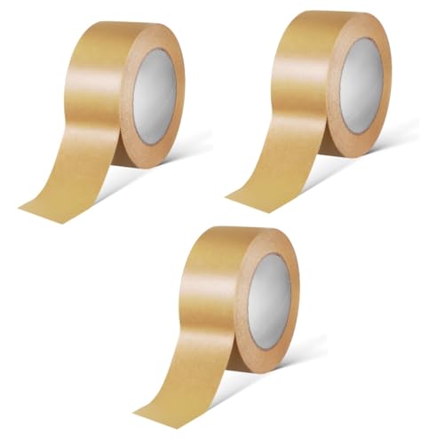 Mikikit 3 Rollen Klebeband Aus Kraftpapier Papierklebeband Für Verpackungskartons Versandband Für Pakete Hochleistungsklebeband Zum Verpacken Verstärktes Packband Kraftband von Mikikit