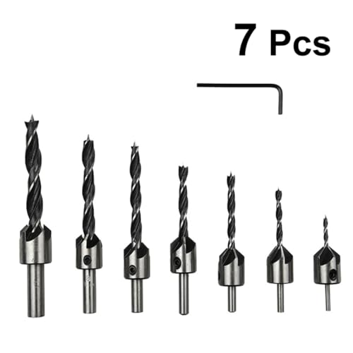 Mikikit 7 Teiliges Entgratungswerkzeug Set Aus Schnellarbeitsstahl Dreipunkt Senker Und Fasenwerkzeug Mit Schraubenschlüssel Für Präzises Bohren Und Entgraten Von Und von Mikikit