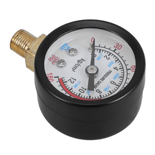 Mikikit Luftkompressor Manometer Luftdruckmesser Druckanzeige Zubehör Für Luftkompressoren Luftfutter Mit Manometer Wasserdichtes Manometer Schweres Manometer Abs Black von Mikikit