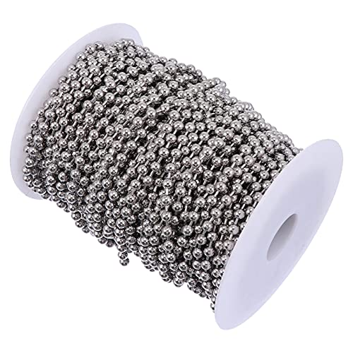 Mikikit Perlenkette Strass-Seil Perlen für die Herstellung von Armbändern deckenlampe tageslicht deckenleuchre Perlenzugkettenverlängerung 4,5 mm Perlenrollenkette Rostfreier Stahl Silver von Mikikit