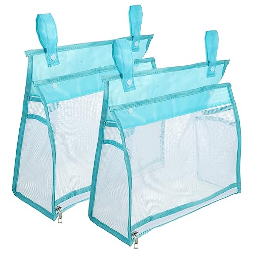 Mikinona 2st Hängende Aufbewahrungstasche Bad Spielzeug Aufbewahrungstasche Aus Netzstoff Für Spielzeug Martini-golf-tees Hängende Netztaschen Hängender Badespielzeughalter Sky-blue Pvc von Mikinona