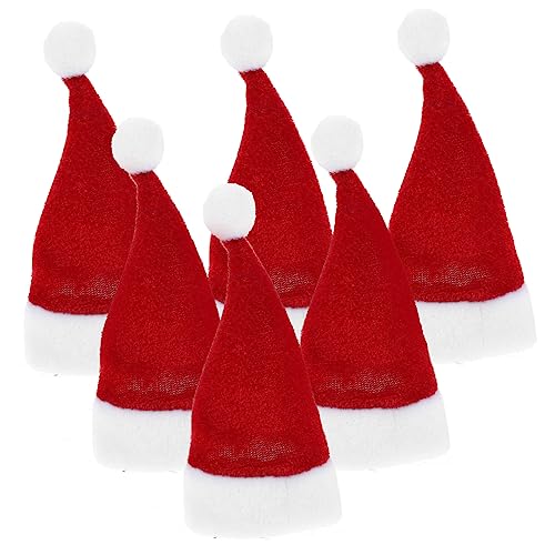 Mikinona 6St Weihnachtslutscherhüte Weihnachtsgeschirrhalter Minihüte zum Basteln winterdeko weihnachts party santa hats Gefälligkeiten für Weihnachtsfeiern Mini-Weihnachtsmann-Mützen Stoff von Mikinona