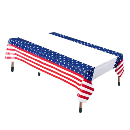Mikinona Tischdecke Zum Unabhängigkeitstag Tischdecken Tischdecke Aus Kunststoff Usa-Dekorationen Us Flagge 4. Juli Dekorationen Amerikanische Flagge Einweg Vereinigte Staaten Plastik von Mikinona