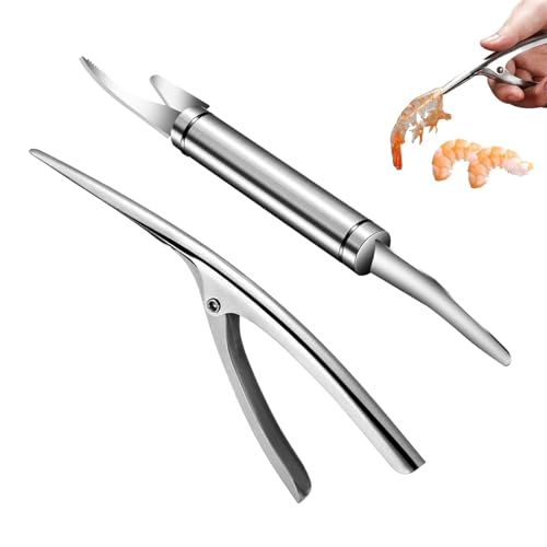 Garnelenschäler,Multifunktionales Garnelenschnur, 2pcs Shrimp Peeling, Schälwerkzeuge für Garnelen,Garnelenschalenmesser,Edelstahl Shrimp Peeler, Schälwerkzeug für Garnelen, leicht zu reinigen von Mikiuly