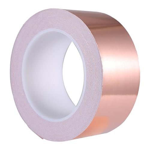 Mikiuly Kupferfolie Klebeband,50MM*5M Leitfähig Kupferfolienband,Beidseitig Leitende Kupferfolienband,Kupferband Gegen Schnecken,EMI Kapton Tape,Kupferband Selbstklebend Schneckenabwehr von Mikiuly