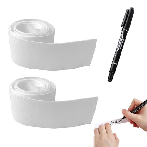 Namensetiketten,2 Rollen Namensaufkleber Kleidung,Personalisierbare Bügeletiketten,Namensetiketten Zum Aufbügeln,Bekleidungsetiketten,Wascheetiketten,mit schwarzem Stift (2cm*300CM) von Mikiuly