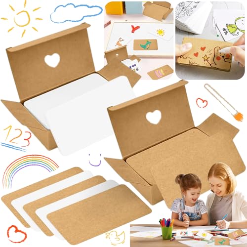 Mikqky 200 Stück Blanko Kraftpapier Karten, Kraftpapier Karteikarten, Diy Papier Karten Kärtchen, 9 x 5,4 Cm Blanko Papier, Kraftpapier Für Office, 100 x Weiße Papierkarten, 100 x Kraftpapierkarte von Mikqky