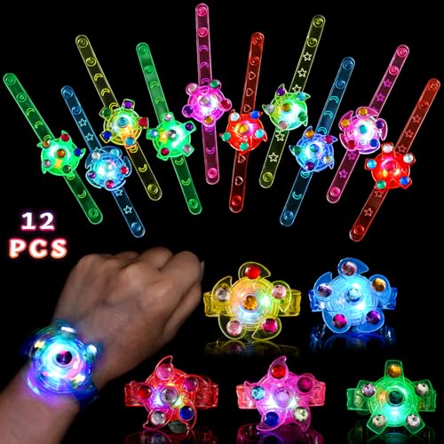 Mikulala 12 Stück Leuchtarmbänder Fidget Blinkende Armbänder Bunt LED Armband Leuchtspielzeug Kinder Mitgebsel Set geeignet für Ostern, Hallowen, Neujahrsparty,Geburtstagparty von Mikulala