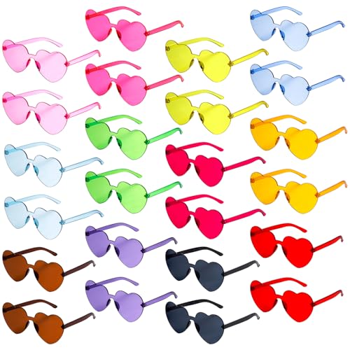 Mikulala 24er Party Brille Bunte Herz Sonnenbrille für Kinder Festival Bunte Kinder Sonnenbrille mit Herz Party Sonnenbrille Geschenke für Geburtstag von Mikulala