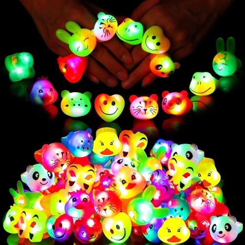 Mikulala 36 Stück LED leuchtende Ringe für Kinder, Graduation Party leuchtende Ringe für Jungen Mädchen, leuchtende Spielzeuge, Partyzubehör als Geschenke Klassenzimmer Preise mit niedlichen Tieren von Mikulala