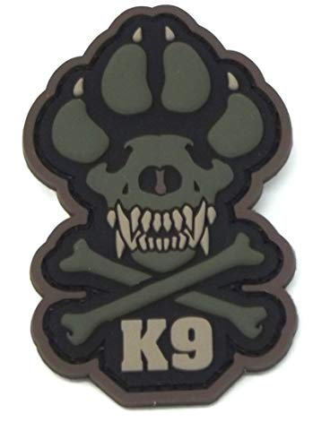 Mil-Spec Monkey K9 PVC Moral Patch – Hundewestenzubehör für taktische Profis – langlebiger Hunde-Patch für emotionale Unterstützung Hunde – ikonisches K9-Totenkopf-Design, 4,8 x 7,6 cm von Mil-Spec Monkey