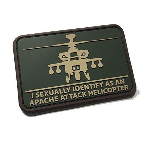 Multicam Helicopter Aufnäher mit Aufschrift "I Sexually Identify As A Apache Attack Hubschrauber, PVC, 7,6 x 5,1 cm von Mil-Spec Monkey