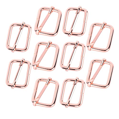 Milageto 10 aus aus Rechteck Einsteller Schieber Schnalle, Roller Pin Schnallen Schieber Riemen Einsteller für Gürteltaschen DIY Zubehör, Roségold, 25x19mm von Milageto