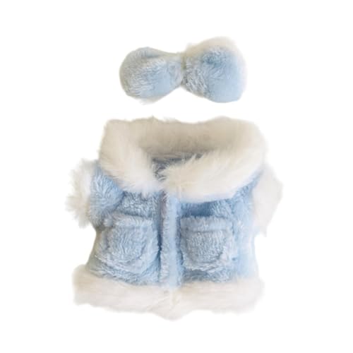 Milageto 2 stück Puppen Plüsch Mantel mit Schleife Haarnadel Miniatur Kleidung Casual Kleidung für 15cm Puppen, Blau von Milageto