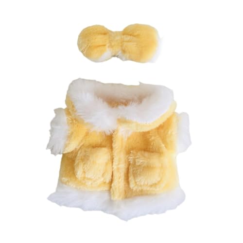 Milageto 2 stück Puppen Plüsch Mantel mit Schleife Haarnadel Miniatur Kleidung Casual Kleidung für 15cm Puppen, Gelb von Milageto