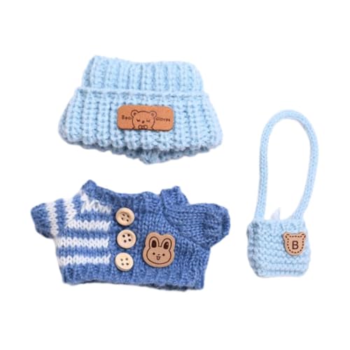 Milageto 3pcs Puppenkleidung Girl Doll Kleidung modische handgefertigte Kostümzubehör DIY Mini -Outfit Sweater -Anzüge für 6,69 Zoll Puppe, Blau von Milageto