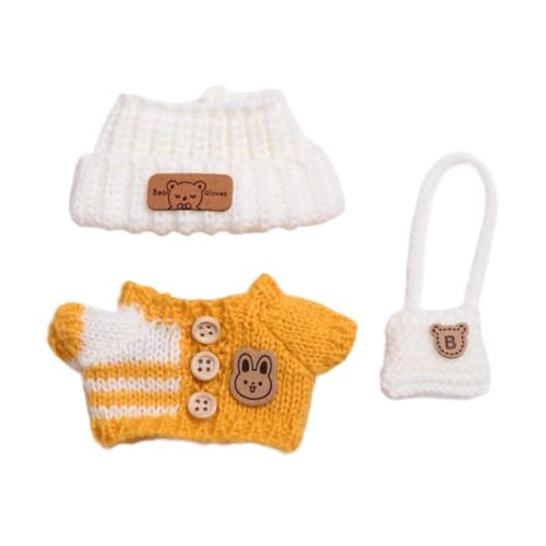 Milageto 3pcs Puppenkleidung Girl Doll Kleidung modische handgefertigte Kostümzubehör DIY Mini -Outfit Sweater -Anzüge für 6,69 Zoll Puppe, Gelb von Milageto