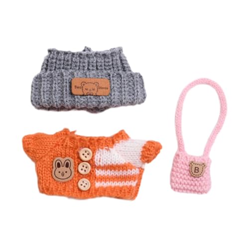 Milageto 3pcs Puppenkleidung Girl Doll Kleidung modische handgefertigte Kostümzubehör DIY Mini -Outfit Sweater -Anzüge für 6,69 Zoll Puppe, Orange von Milageto