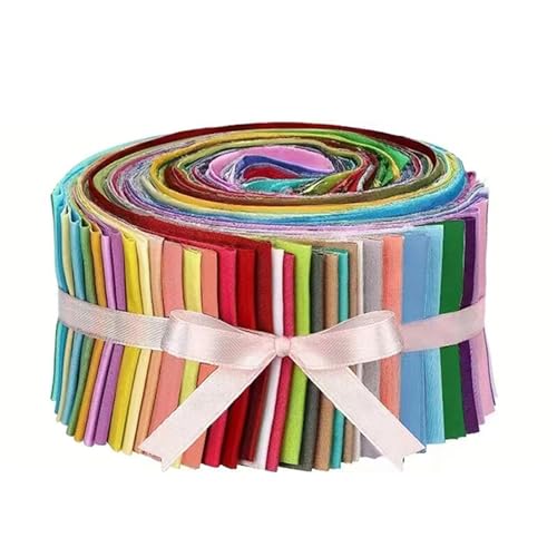 Milageto 40 Stuck DIY Jelly Roll Stoffstreifen Patchwork Craft Baumwoll-Steppstoff zum Basteln zufälliger -Quiltstreifen Bundle Patchwork-Zubehör Roll-up-Streifen, 6.5 x 100 CM von Milageto