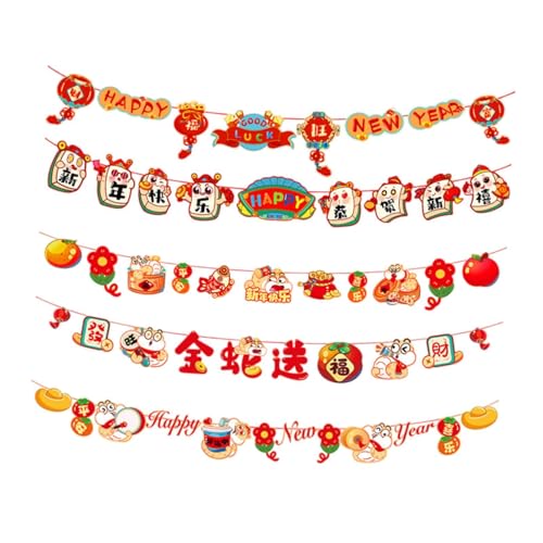 Milageto Banner-Dekoration zum chinesischen Neujahr, Frühlingsfest-Dekorationen, Party-Zubehör, Wimpel-Ornament zum Aufhängen zur Einweihung, Style B von Milageto